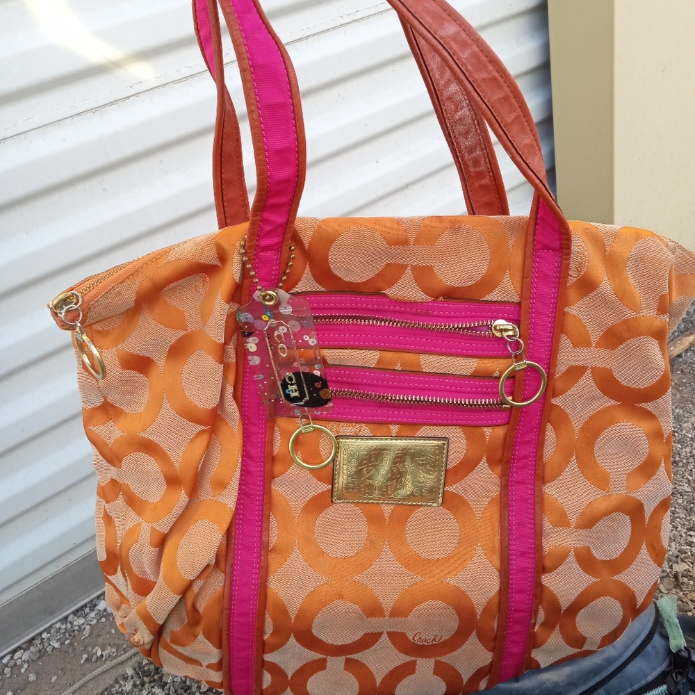 Coach orange tote purse